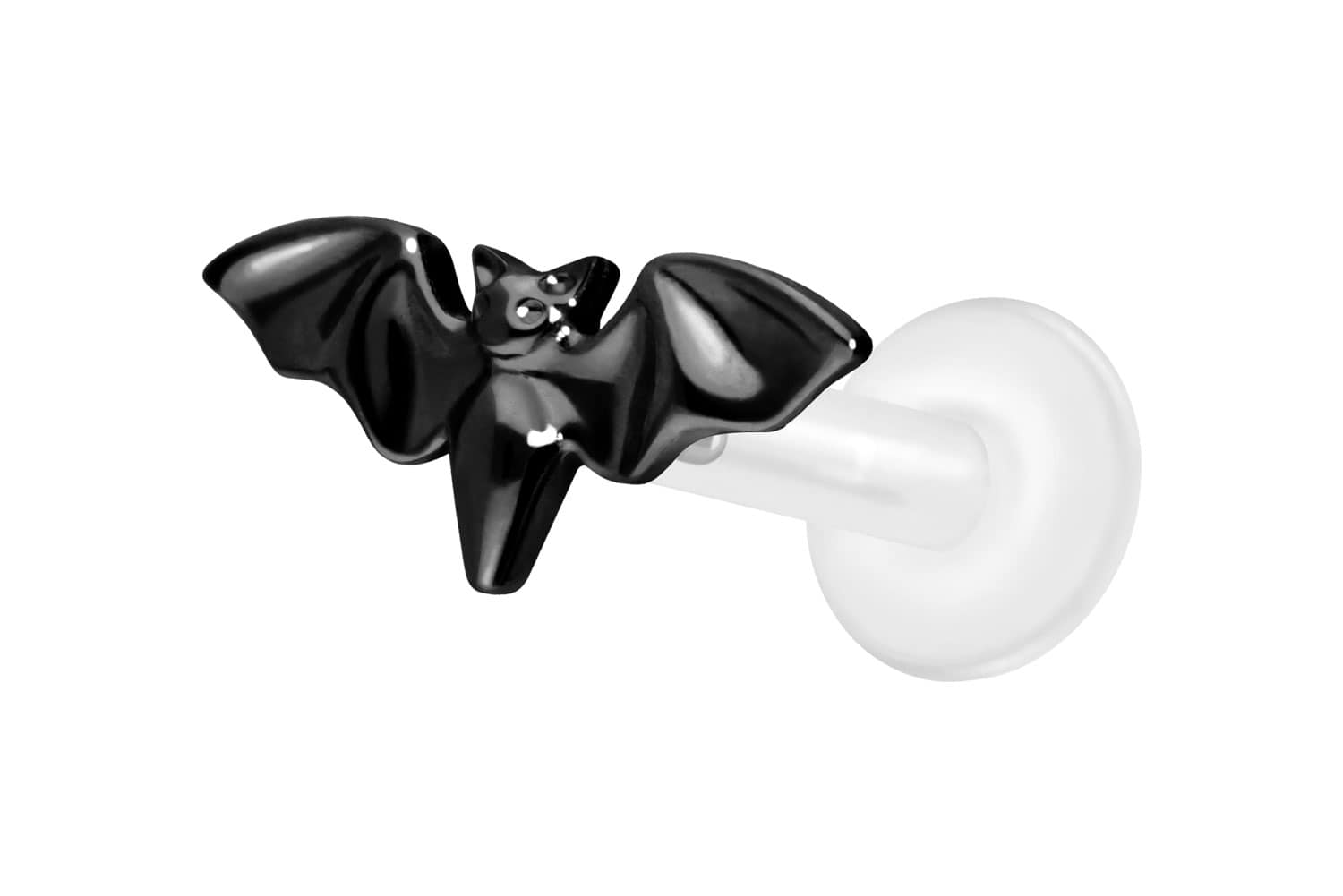 PTFE Labret Piercing mit Innengewinde + Titan-Aufsatz FLEDERMAUS